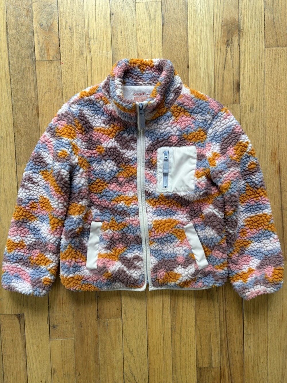Cat & Jack Pastel Sherpa Puffer Jacket in Pink, Blue, Mustard & Cream